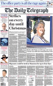 The Daily Telegraph (UK) Newspaper Front Page for 1 December 2022