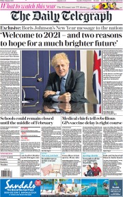 The Daily Telegraph (UK) Newspaper Front Page for 1 January 2021