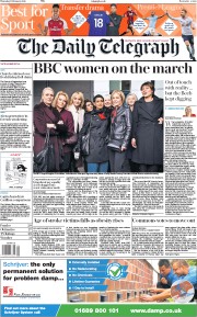 The Daily Telegraph (UK) Newspaper Front Page for 1 February 2018