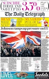 The Daily Telegraph (UK) Newspaper Front Page for 1 February 2020