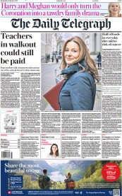The Daily Telegraph front page for 1 February 2023