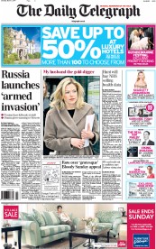The Daily Telegraph Newspaper Front Page (UK) for 1 March 2014