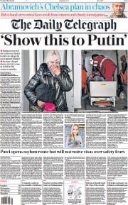 The Daily Telegraph (UK) Newspaper Front Page for 1 March 2022