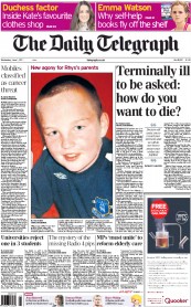 The Daily Telegraph (UK) Newspaper Front Page for 1 June 2011