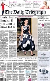 The Daily Telegraph (UK) Newspaper Front Page for 1 June 2016