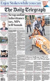 The Daily Telegraph front page for 1 June 2023