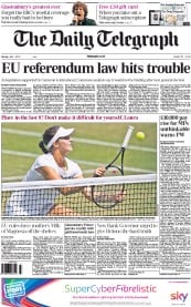The Daily Telegraph (UK) Newspaper Front Page for 1 July 2013