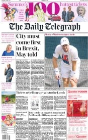 The Daily Telegraph (UK) Newspaper Front Page for 1 July 2017