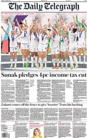 The Daily Telegraph front page for 1 August 2022