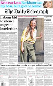 The Daily Telegraph front page for 1 August 2025