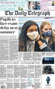 The Daily Telegraph (UK) Newspaper Front Page for 1 September 2020