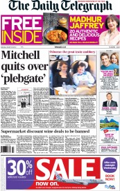 The Daily Telegraph (UK) Newspaper Front Page for 20 October 2012
