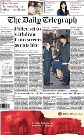 The Daily Telegraph (UK) Newspaper Front Page for 20 October 2015