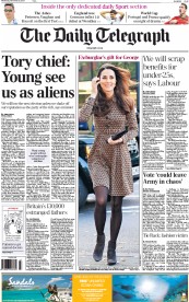The Daily Telegraph Newspaper Front Page (UK) for 20 November 2013