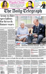 The Daily Telegraph (UK) Newspaper Front Page for 20 November 2020