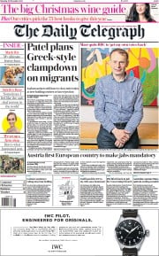 The Daily Telegraph (UK) Newspaper Front Page for 20 November 2021