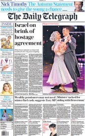 The Daily Telegraph front page for 20 November 2023