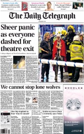 The Daily Telegraph Newspaper Front Page (UK) for 20 December 2013