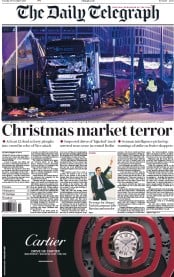 The Daily Telegraph (UK) Newspaper Front Page for 20 December 2016