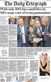 The Daily Telegraph (UK) Newspaper Front Page for 20 December 2018