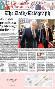 The Daily Telegraph (UK) Newspaper Front Page for 20 December 2019