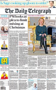 The Daily Telegraph (UK) Newspaper Front Page for 20 December 2021