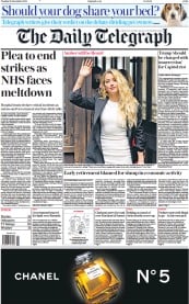 The Daily Telegraph (UK) Newspaper Front Page for 20 December 2022