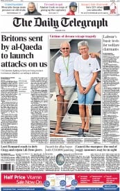 The Daily Telegraph (UK) Newspaper Front Page for 20 January 2014