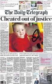 The Daily Telegraph (UK) Newspaper Front Page for 20 January 2016