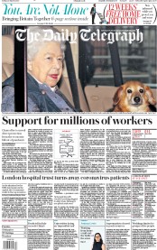 The Daily Telegraph (UK) Newspaper Front Page for 20 March 2020