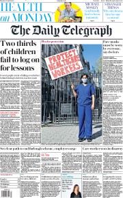The Daily Telegraph (UK) Newspaper Front Page for 20 April 2020