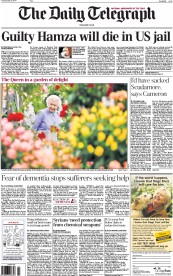 The Daily Telegraph (UK) Newspaper Front Page for 20 May 2014