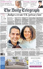 The Daily Telegraph (UK) Newspaper Front Page for 20 May 2016