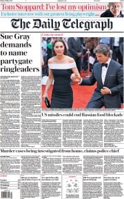 The Daily Telegraph front page for 20 May 2022