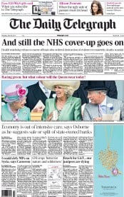 The Daily Telegraph (UK) Newspaper Front Page for 20 June 2013