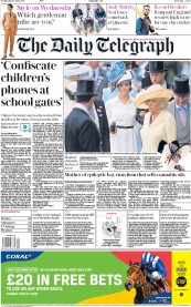 The Daily Telegraph (UK) Newspaper Front Page for 20 June 2018