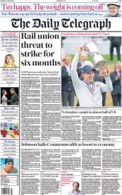 The Daily Telegraph (UK) Newspaper Front Page for 20 June 2022
