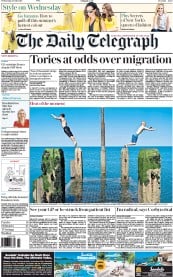 The Daily Telegraph (UK) Newspaper Front Page for 20 July 2016