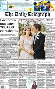 The Daily Telegraph (UK) Newspaper Front Page for 20 July 2020