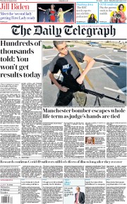 The Daily Telegraph (UK) Newspaper Front Page for 20 August 2020