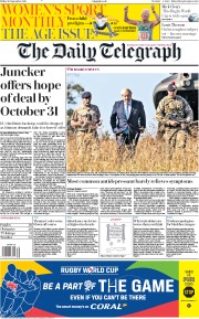 The Daily Telegraph (UK) Newspaper Front Page for 20 September 2019