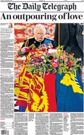 The Daily Telegraph front page for 20 September 2022