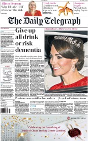 The Daily Telegraph (UK) Newspaper Front Page for 21 October 2015