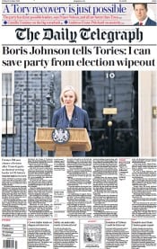 The Daily Telegraph (UK) Newspaper Front Page for 21 October 2022