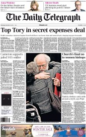 The Daily Telegraph (UK) Newspaper Front Page for 21 November 2012