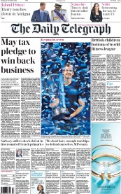 The Daily Telegraph (UK) Newspaper Front Page for 21 November 2016