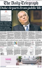 The Daily Telegraph (UK) Newspaper Front Page for 21 November 2019