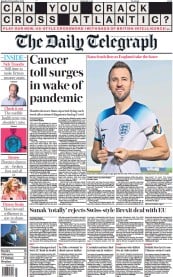 The Daily Telegraph (UK) Newspaper Front Page for 21 November 2022