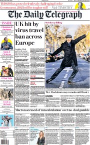 The Daily Telegraph (UK) Newspaper Front Page for 21 December 2020