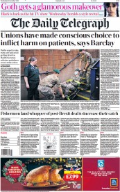 The Daily Telegraph (UK) Newspaper Front Page for 21 December 2022